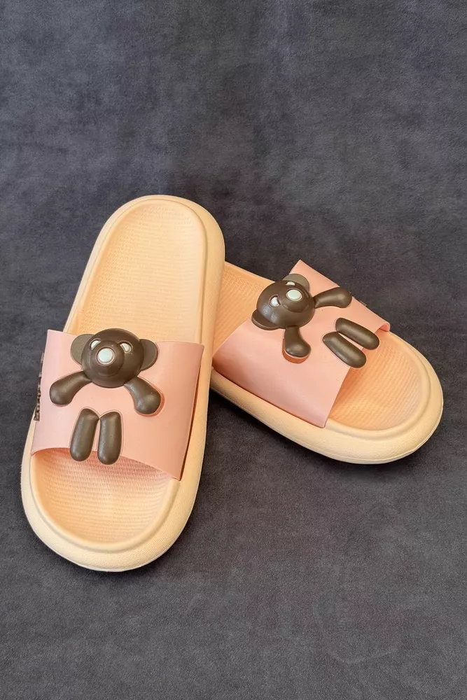 Купить Шлепанцы женские с аппликацией, цвет персиковый, 243R5028-2 оптом - Фото №3