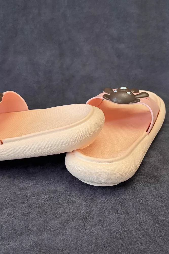 Купить Шлепанцы женские с аппликацией, цвет персиковый, 243R5028-2 оптом - Фото №4