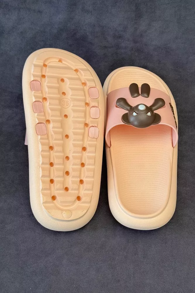 Купить Шлепанцы женские с аппликацией, цвет персиковый, 243R5028-2 оптом - Фото №5