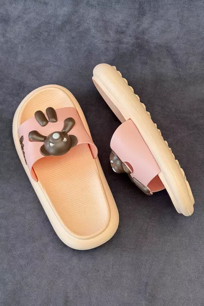 Шльопанці жіночі з аплікацією, колір персиковий, 243R5028-2