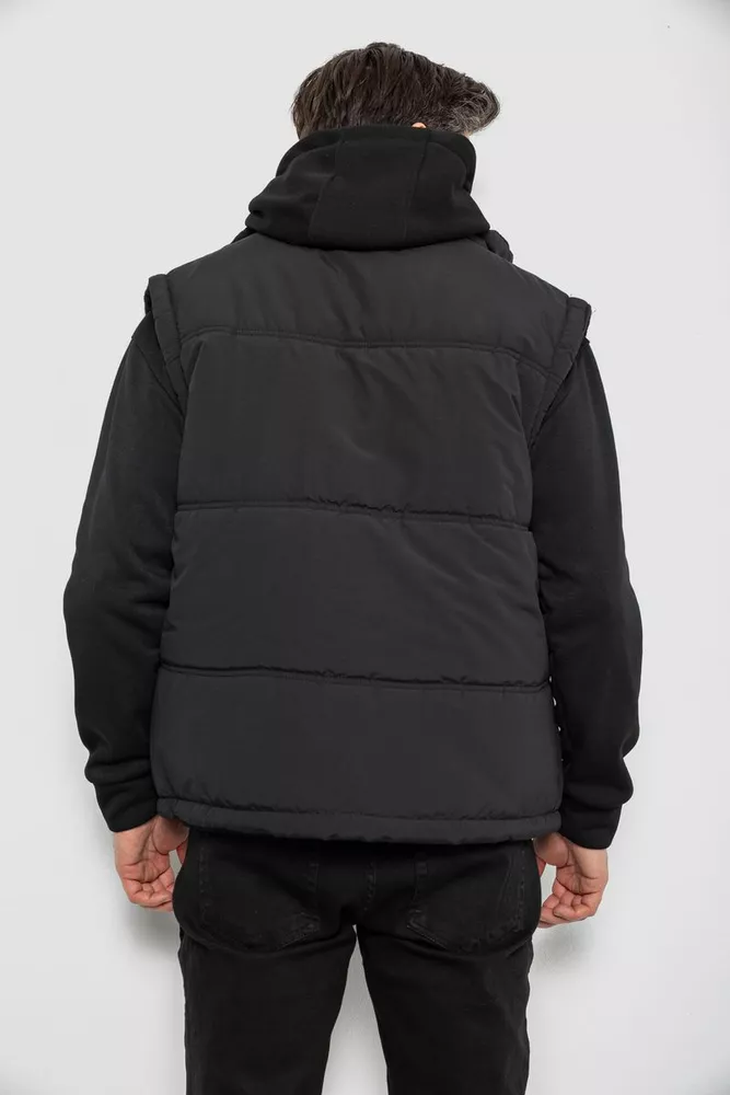 Купить Жилет мужской однотонный утепленный, цвет черный, 244RF2-2 - Фото №5