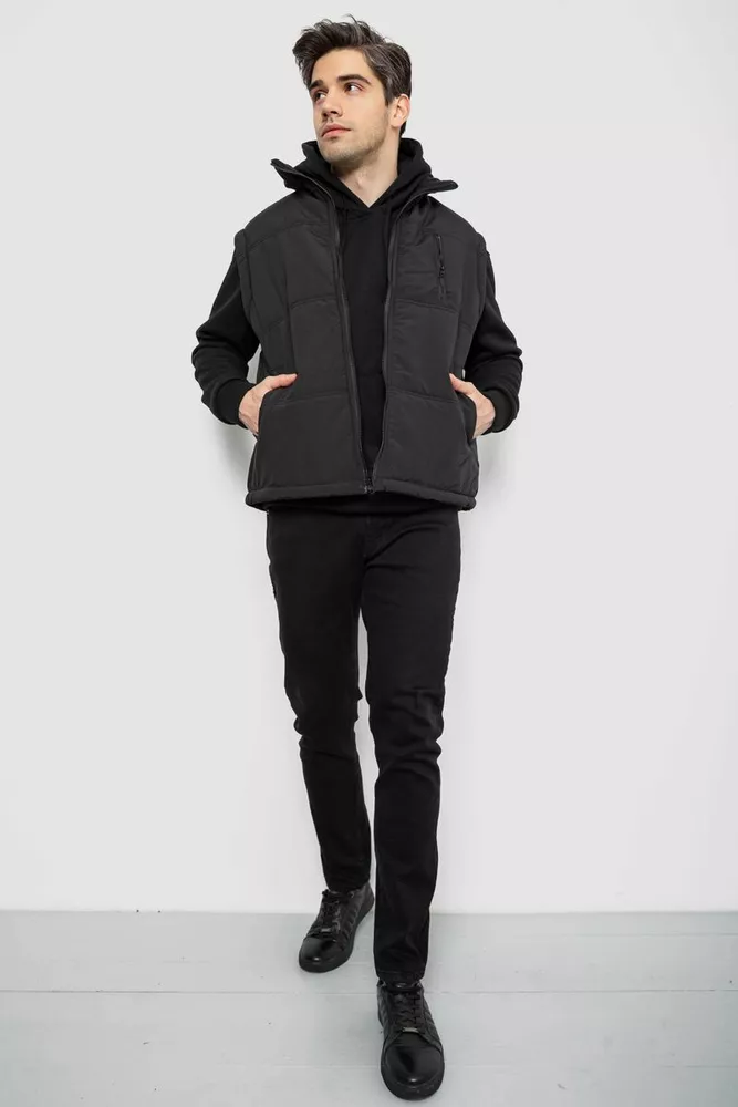 Купить Жилет мужской однотонный утепленный, цвет черный, 244RF2-2 - Фото №3