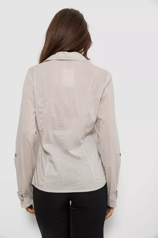 Купити Сорочка жіноча однотонна  -уцінка, колір світло-бежевий, 230R068-8-U-38 - Фото №4