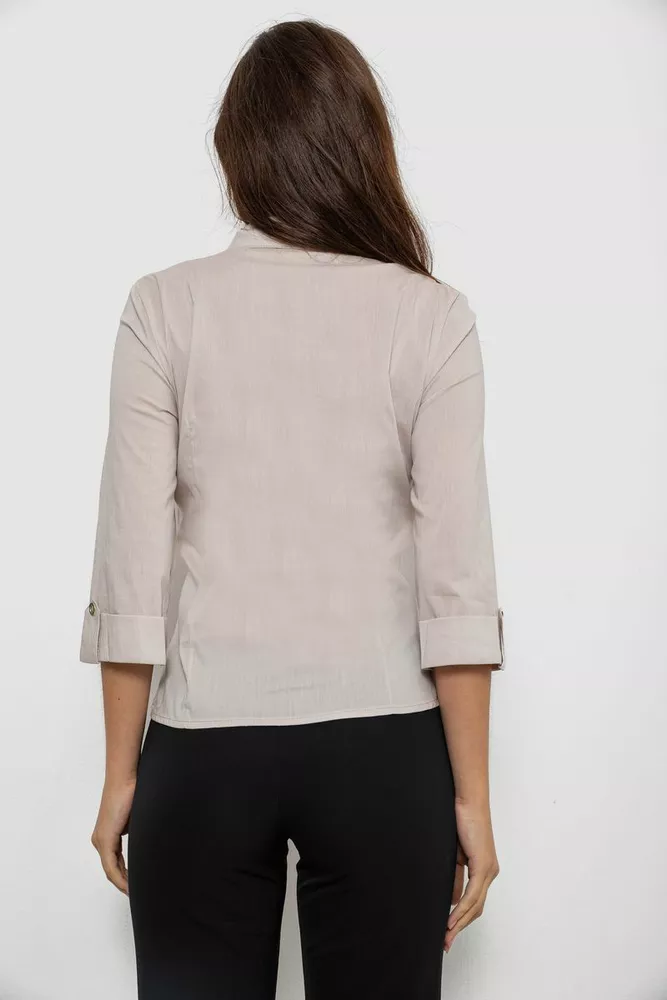 Купить Рубашка женская однотонная  -уценка, цвет светло-бежевый, 230R068-6-U-2 - Фото №4