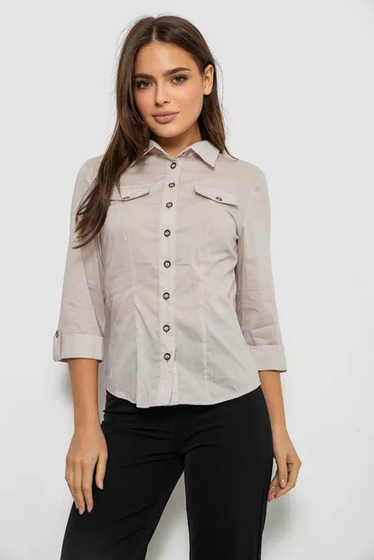 Рубашка женская однотонная  -уценка, цвет светло-бежевый, 230R068-6-U-2