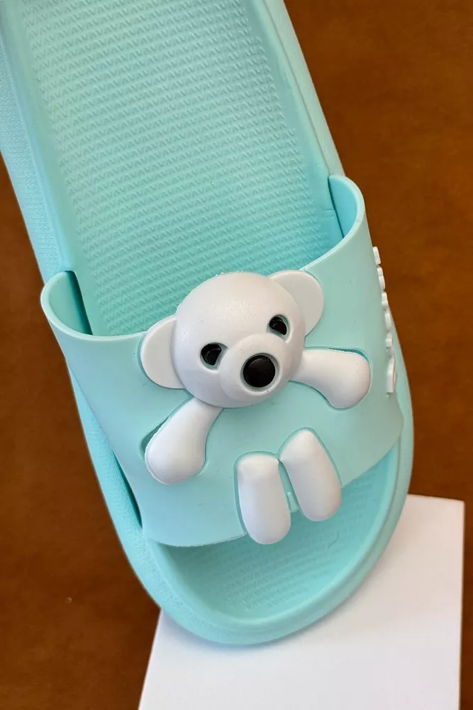 Купити Шльопанці жіночі з аплікацією, колір м'ятний, 243R5028-2 - Фото №2