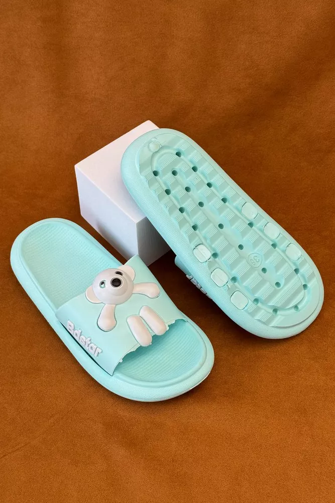 Купити Шльопанці жіночі з аплікацією, колір м'ятний, 243R5028-2 - Фото №4
