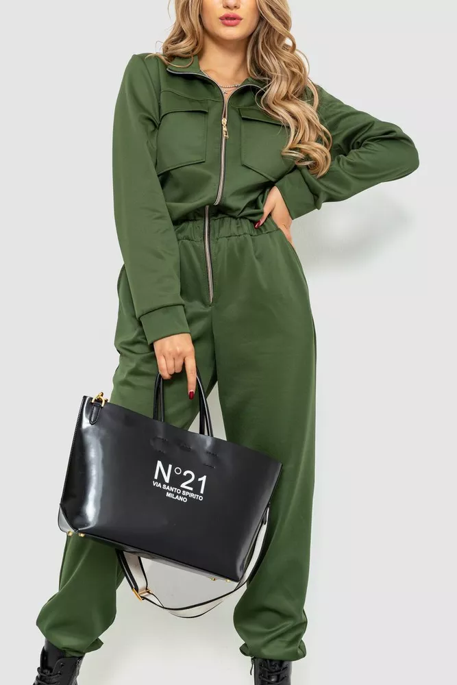 Купить Комбинезон женский однотонный, цвет хаки, 230R2138 - Фото №2