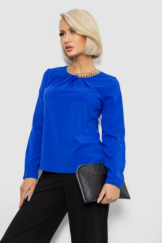 Купить Блуза однотонная, цвет электрик, 230R306 - Фото №3