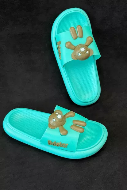 Шльопанці жіночі з аплікацією, колір бірюзовий, 243R5028-2