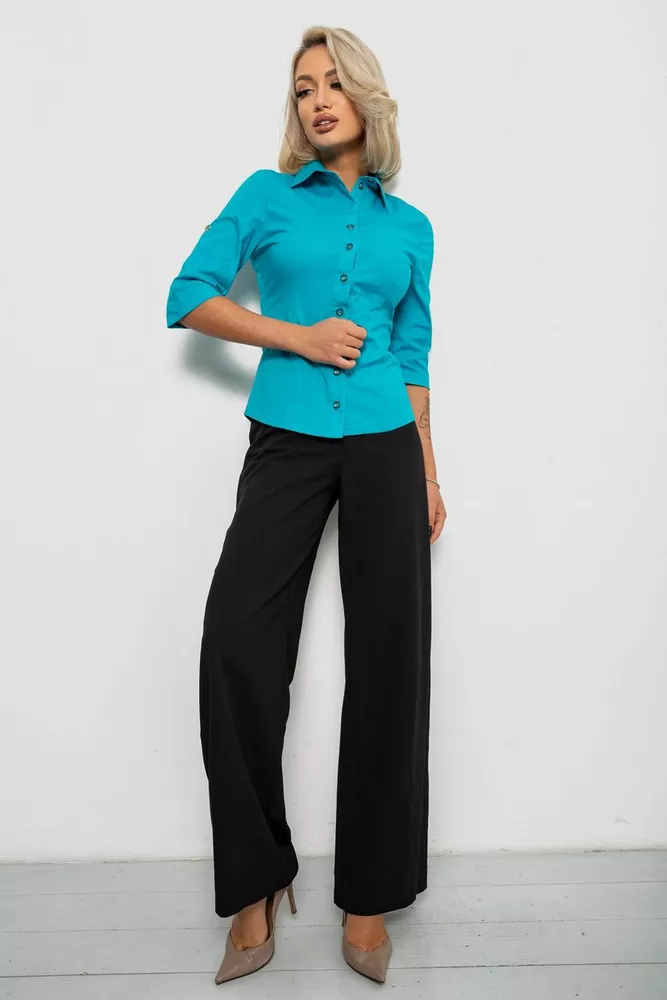 Купити Сорочка жіноча однотонна  -уцінка, колір бірюзовий, 230R068-5-U-51 - Фото №2