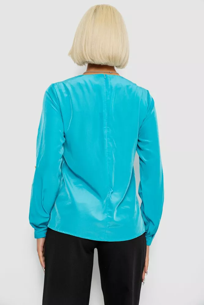 Купити Блуза однотонна, колір блакитний, 230R306 - Фото №4