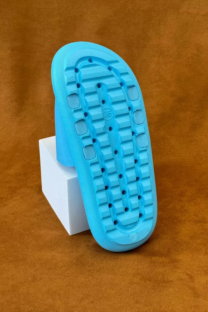 Купить Шлепанцы женские с аппликацией, цвет голубой, 243R5028-2 - Фото №4