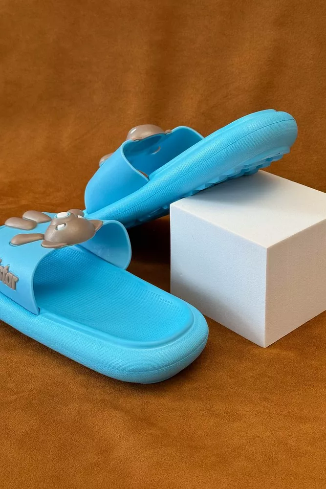 Купить Шлепанцы женские с аппликацией, цвет голубой, 243R5028-2 - Фото №5