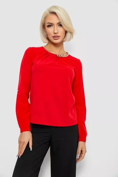 Блуза однотонна, колір червоний, 230R306
