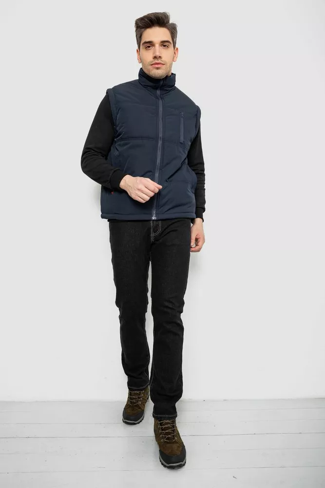 Купити Жилет чоловічий однотонний утеплений, колір синій, 244RF2-2 - Фото №2