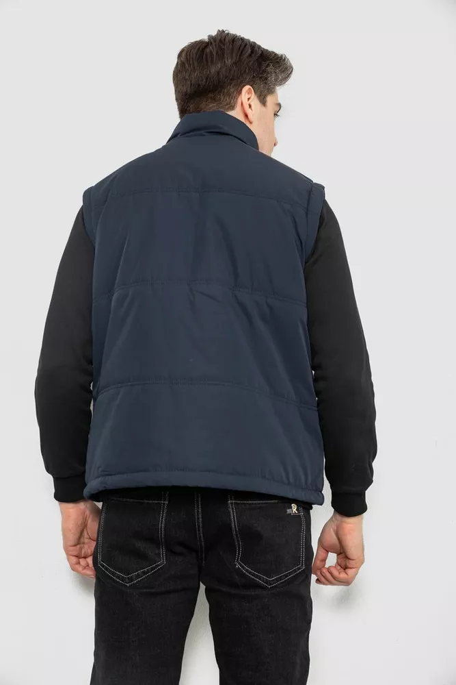 Купити Жилет чоловічий однотонний утеплений, колір синій, 244RF2-2 - Фото №4
