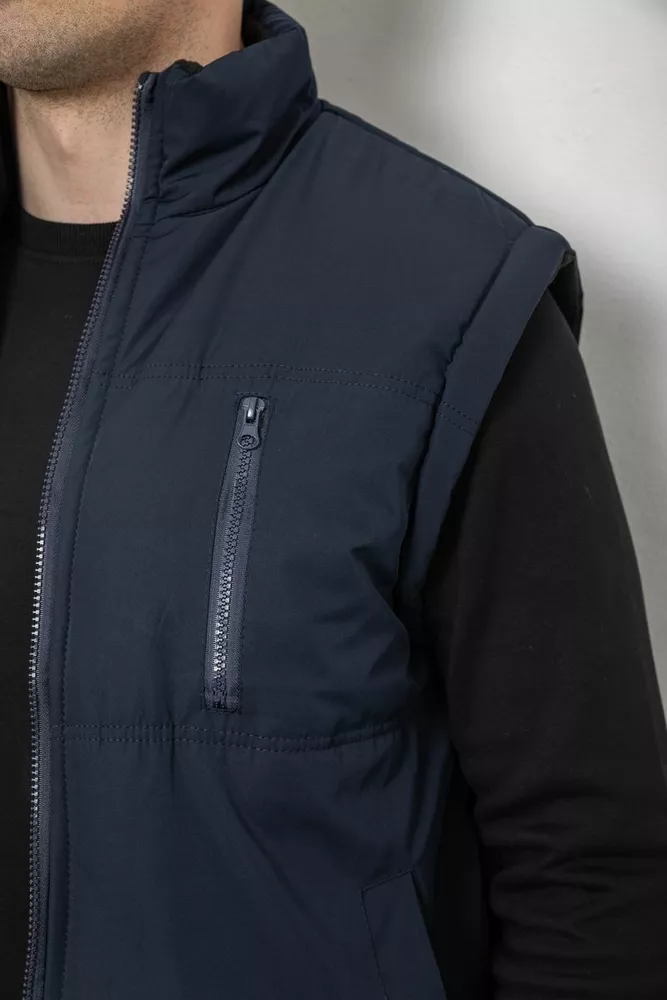 Купити Жилет чоловічий однотонний утеплений, колір синій, 244RF2-2 - Фото №6