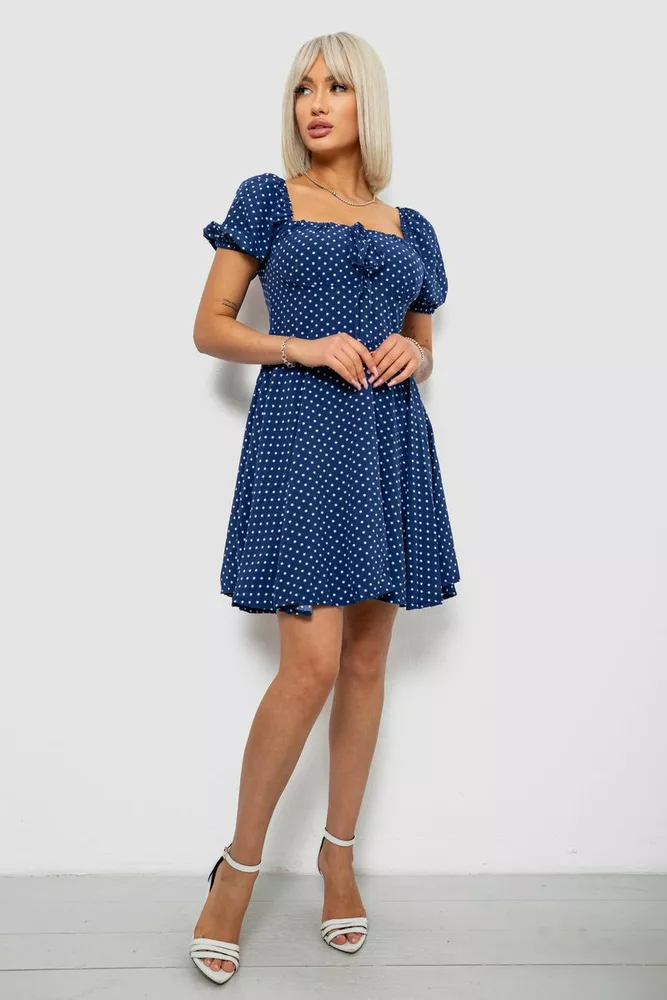 Купити Сукня жіноча в горошок софт, колір синій, 257R811-1 - Фото №2