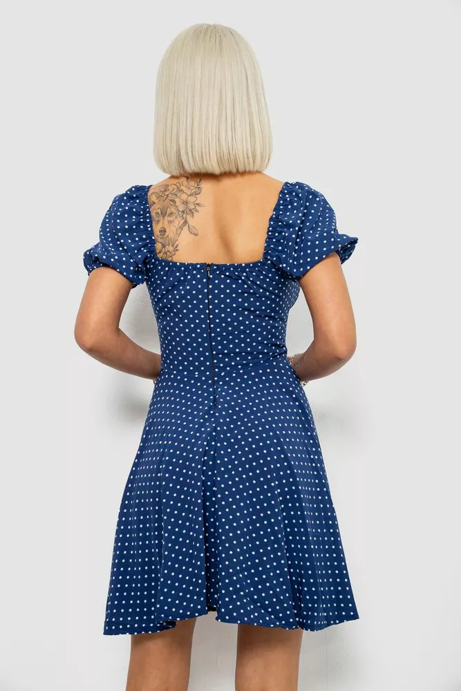 Купити Сукня жіноча в горошок софт, колір синій, 257R811-1 - Фото №4