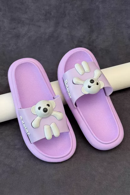 Шльопанці жіночі з аплікацією, колір бузковий, 243R5028-2