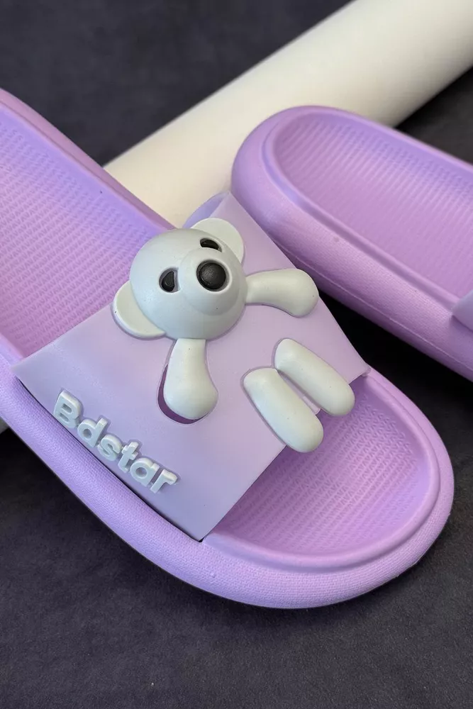 Купить Шлепанцы женские с аппликацией, цвет сиреневый, 243R5028-2 - Фото №2