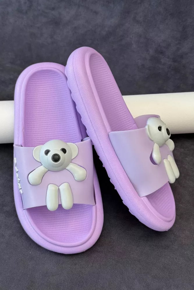 Купить Шлепанцы женские с аппликацией, цвет сиреневый, 243R5028-2 - Фото №3