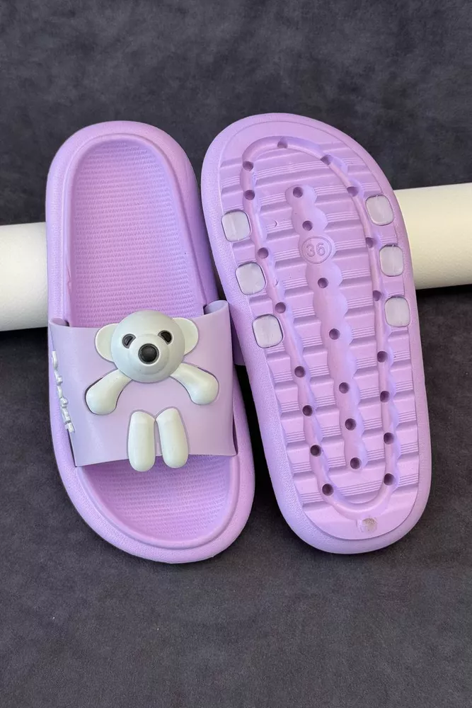 Купить Шлепанцы женские с аппликацией, цвет сиреневый, 243R5028-2 - Фото №4