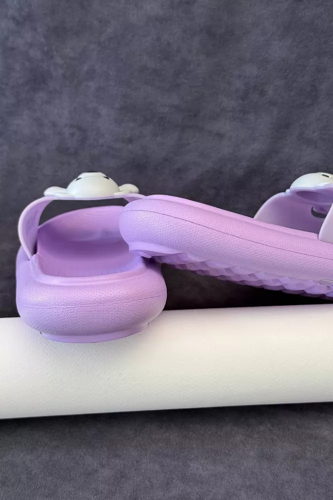 Купить Шлепанцы женские с аппликацией, цвет сиреневый, 243R5028-2 - Фото №5