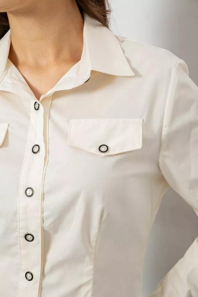 Купить Рубашка женская однотонная  -уценка, цвет кремовый, 230R068-8-U-31 оптом - Фото №5