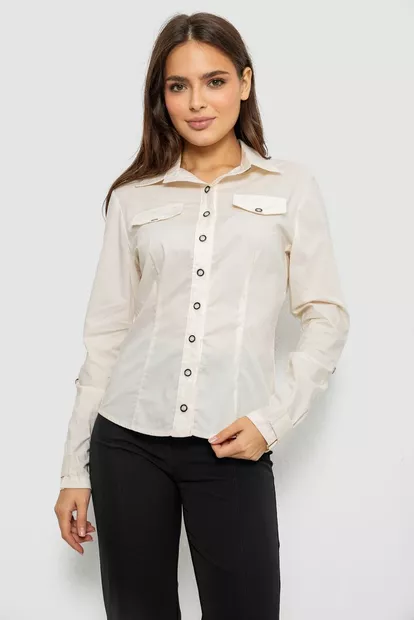 Рубашка женская однотонная  -уценка, цвет кремовый, 230R068-8-U-33