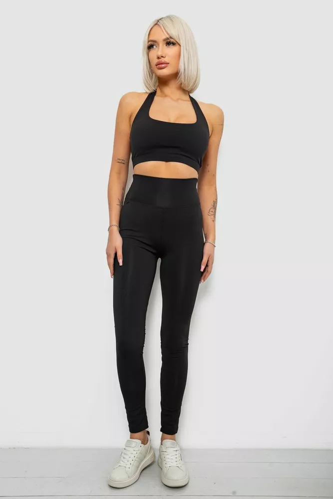 Купить Лосины женские однотонные, цвет черный, 214R327 - Фото №2