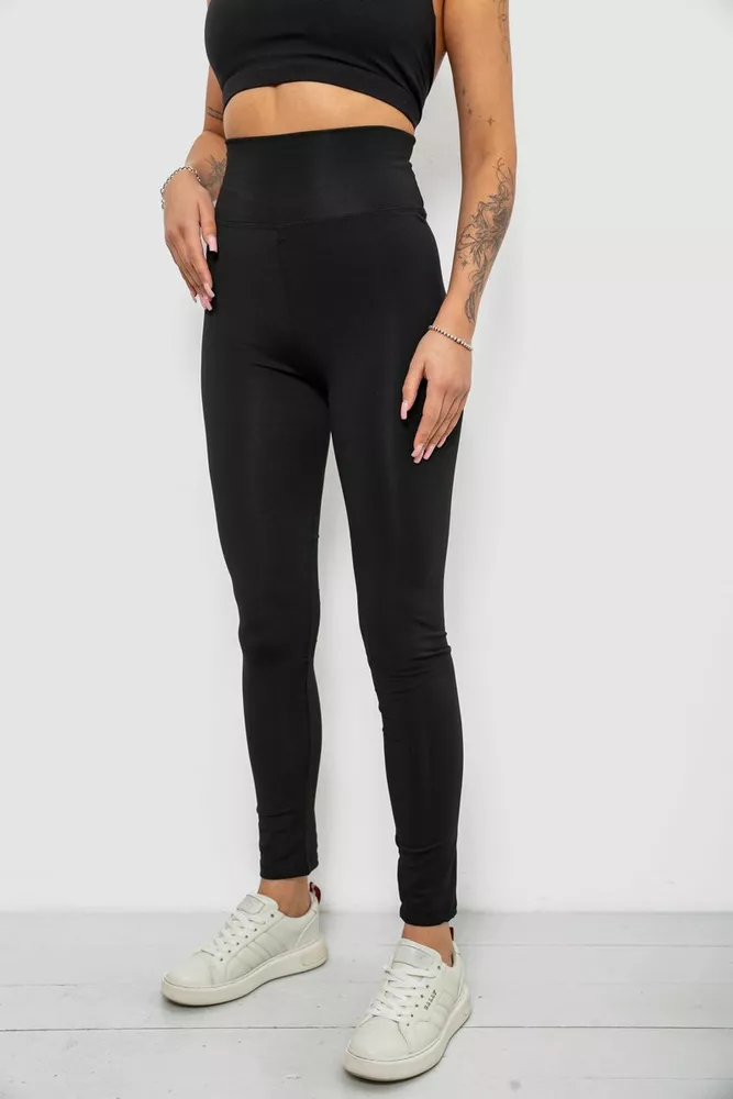 Купить Лосины женские однотонные, цвет черный, 214R327 - Фото №3