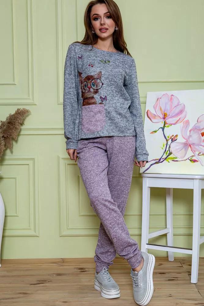 Купити Жіночий костюм штани + кофта, сіро-пудрового кольору, 172R1211-2 оптом - Фото №2