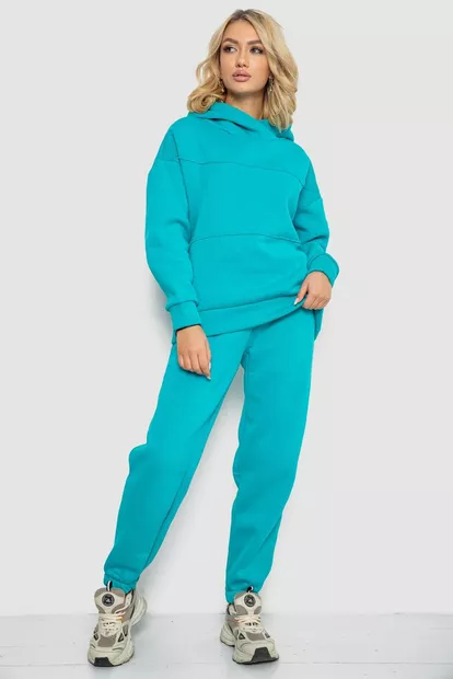 Спортивный костюм женский на флисе  -уценка, цвет бирюзовый, 247R10765-U-18