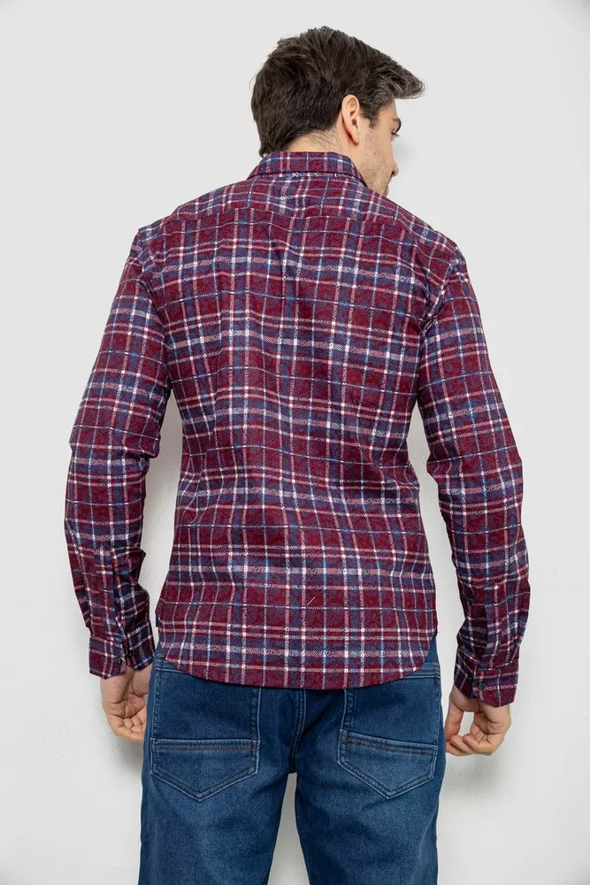 Купить Рубашка мужская в клетку с принтом, цвет бордовый, 186R6917-10 - Фото №4