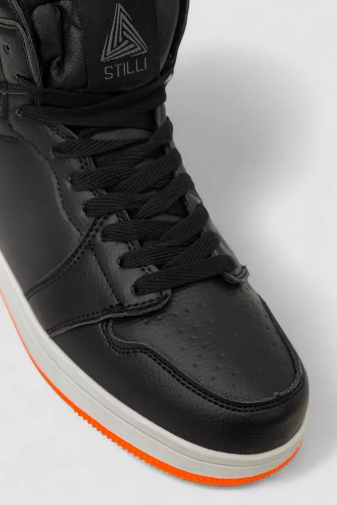 Купить Кроссовки мужские зимние на меху, цвет черно-оранжевый, 248RH206 - Фото №2