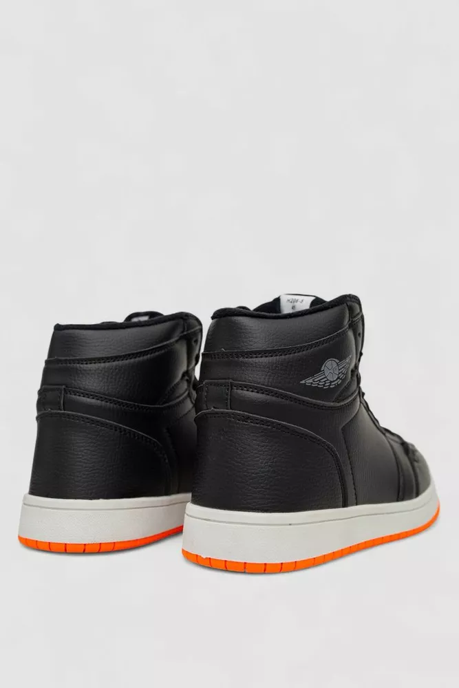 Купить Кроссовки мужские зимние на меху, цвет черно-оранжевый, 248RH206 - Фото №4