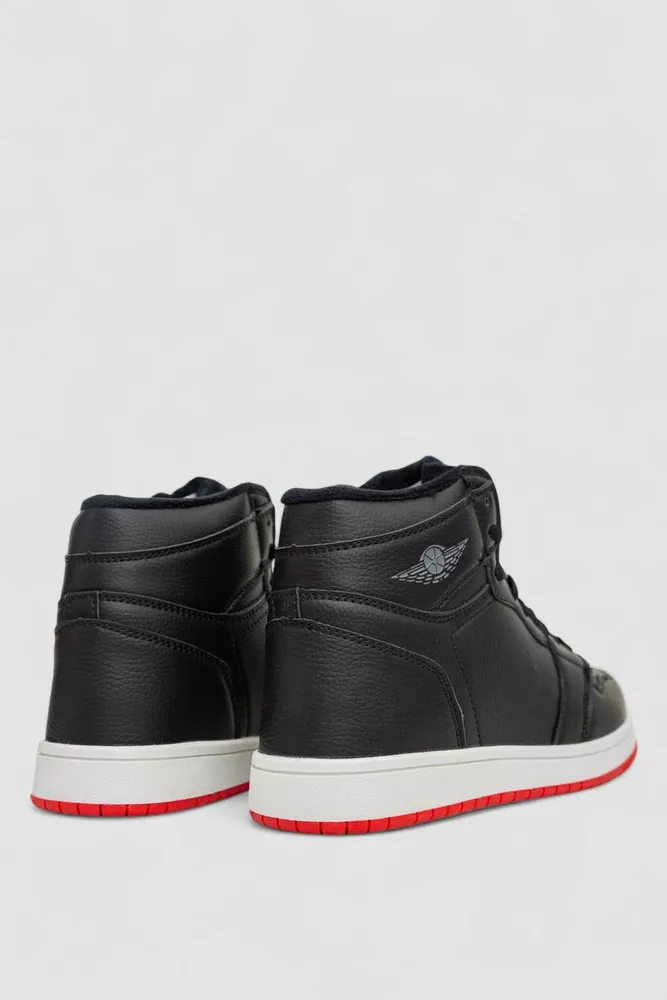 Купити Кросівки чоловічі зимові на хутрі, колір чорно-червоний, 248RH206 - Фото №4