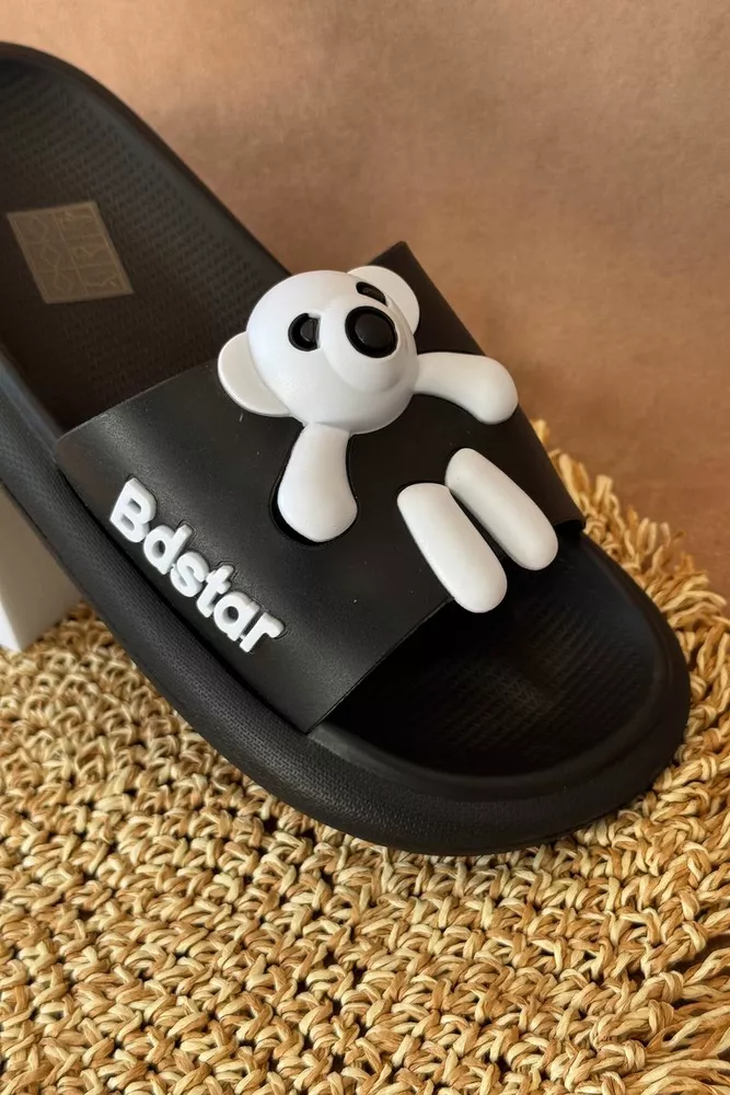 Купить Шлепанцы женские с аппликацей, цвет черный, 243R5028-41 - Фото №3