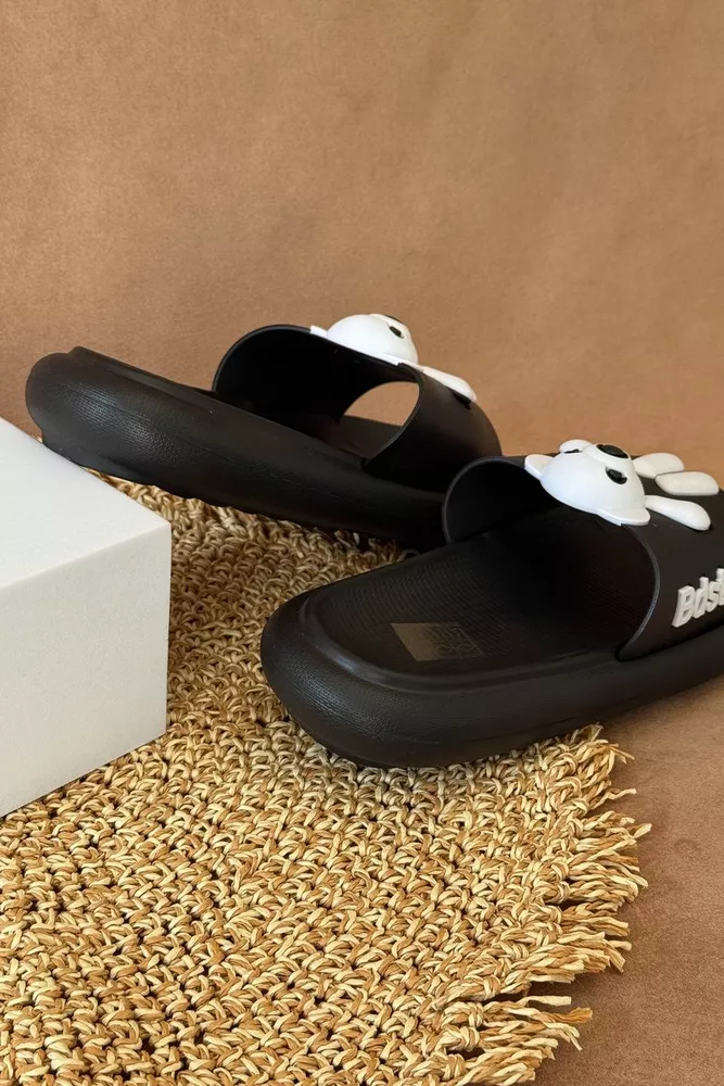 Купить Шлепанцы женские с аппликацей, цвет черный, 243R5028-41 - Фото №4