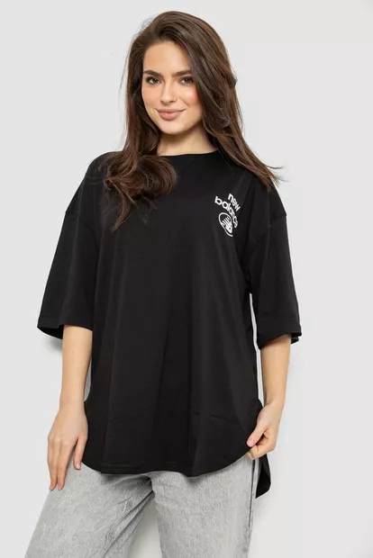 Футболка женская с принтом, цвет черный, 244R2030