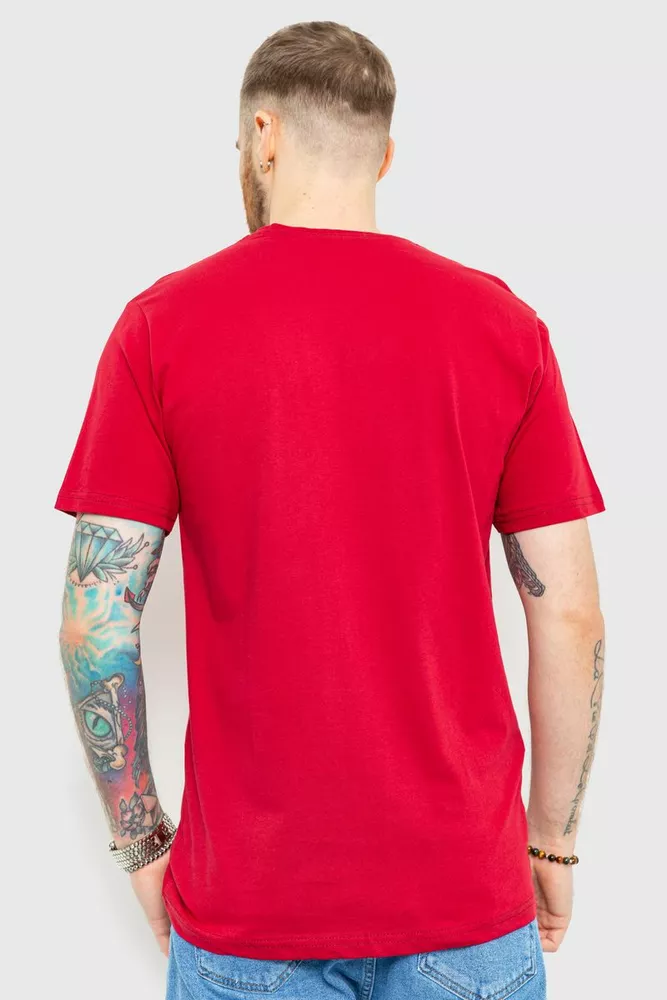 Купити Футболка чоловіча з принтом, колір бордовий, 180R159 - Фото №4