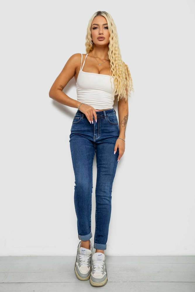 Купити Джинси жіночі однотонні Skinny, колір синій, 244R6672 - Фото №2