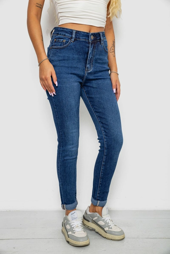 Купити Джинси жіночі однотонні Skinny, колір синій, 244R6672 - Фото №3
