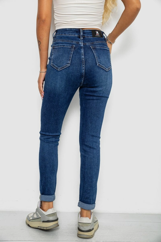 Купити Джинси жіночі однотонні Skinny, колір синій, 244R6672 - Фото №4