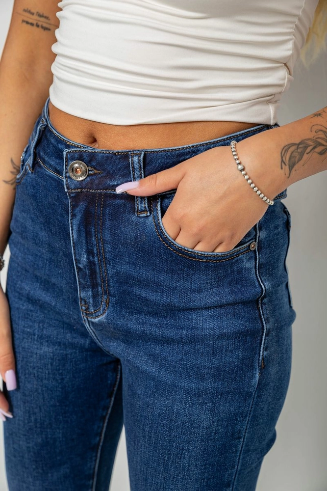Купити Джинси жіночі однотонні Skinny, колір синій, 244R6672 - Фото №5