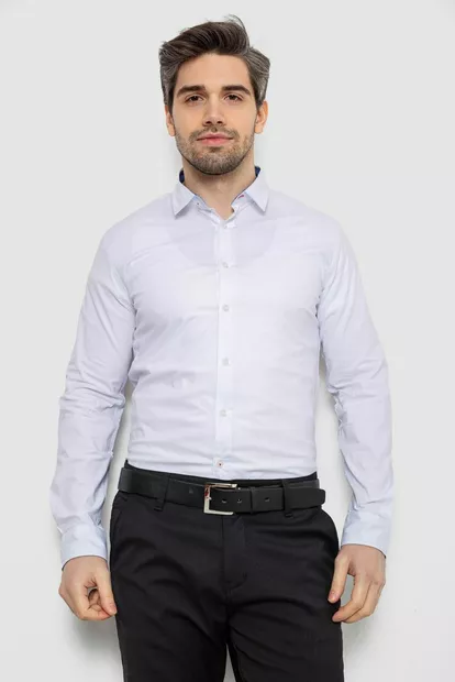 Рубашка мужская однотонная, цвет белый, 186R2534