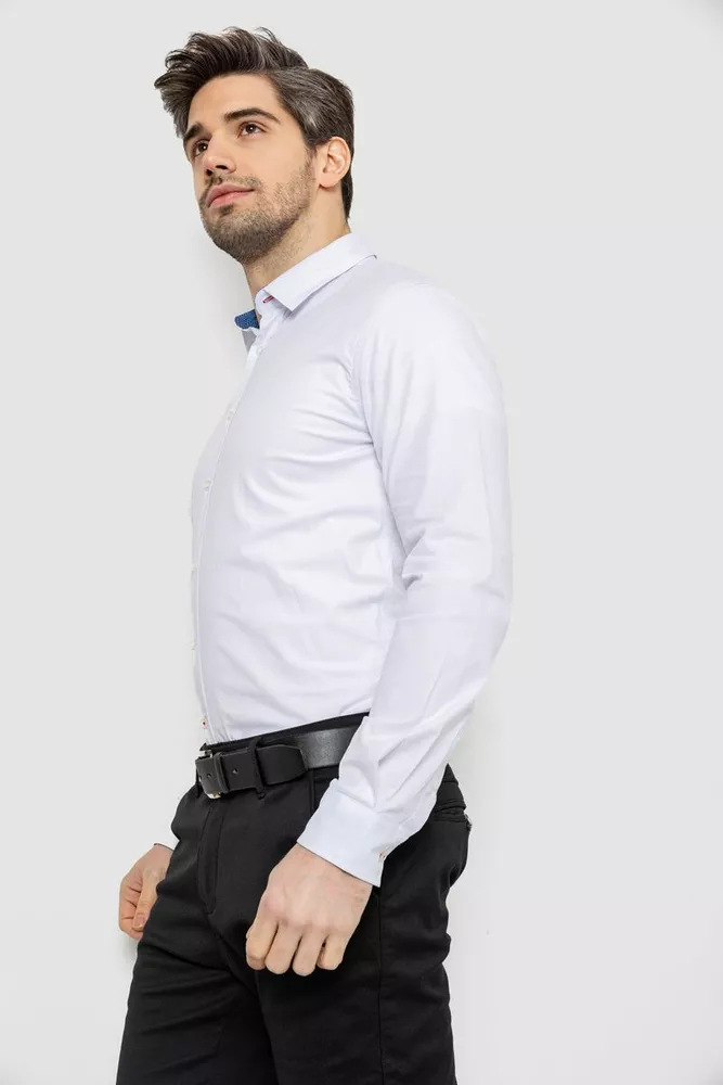 Купить Рубашка мужская однотонная, цвет белый, 186R2534 оптом - Фото №3