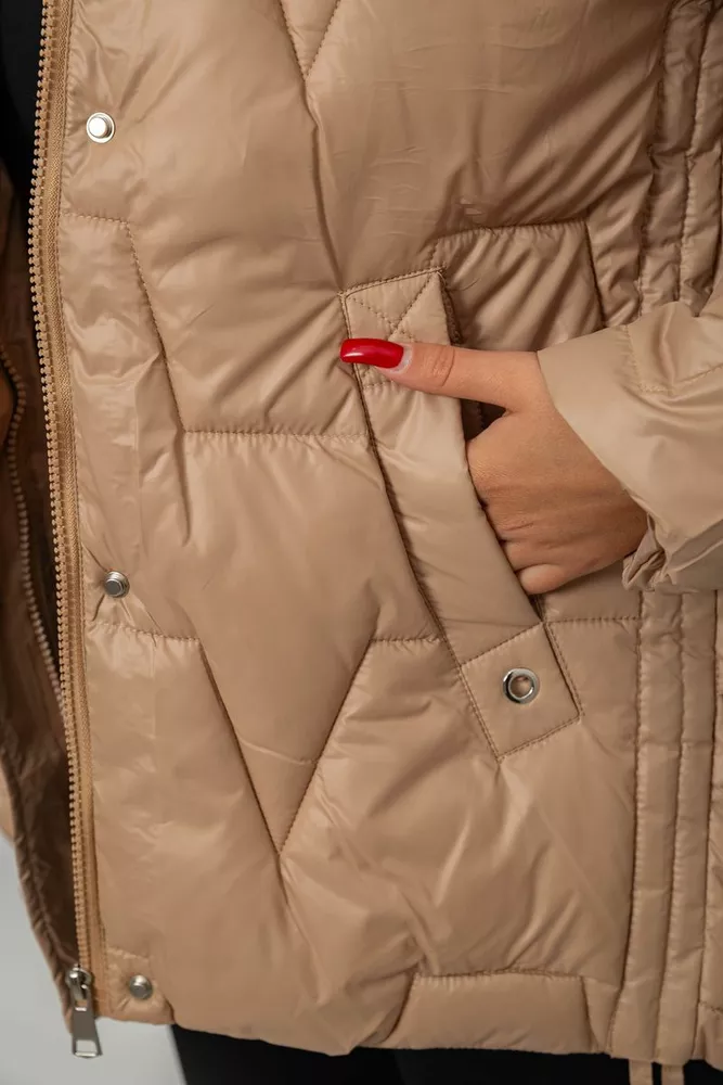 Купити Куртка жіноча зимова коротка  -уцінка, колір бежевий, 244R865-U-4 - Фото №5